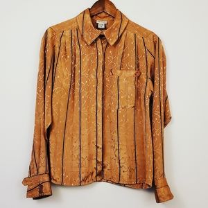 Vintage gold shimmer button down blouse size 4